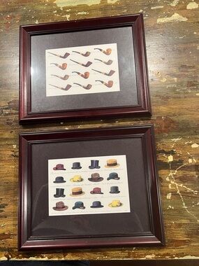 Men's Framed Wall Art - Leather-Effect Double Set in Dark Brown